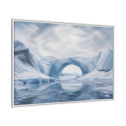 Side Mockup 7. Arctic Ice Arch Landscape shown as framed canvas print