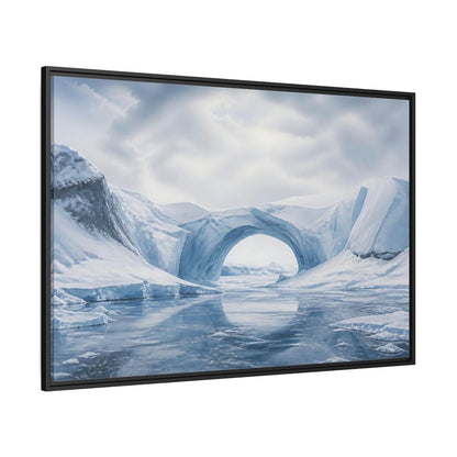 Side Mockup 12. Arctic Ice Arch Landscape shown as framed canvas print