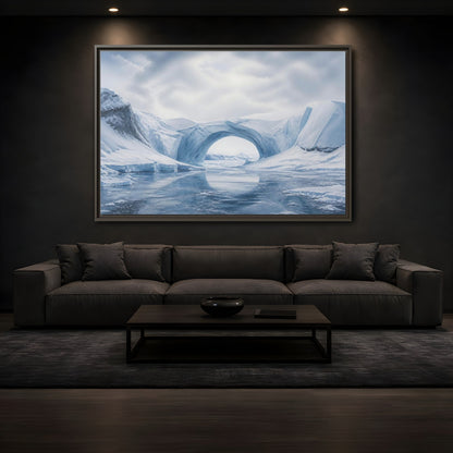 Mockup 3. Arctic Ice Arch Landscape shown as framed canvas print