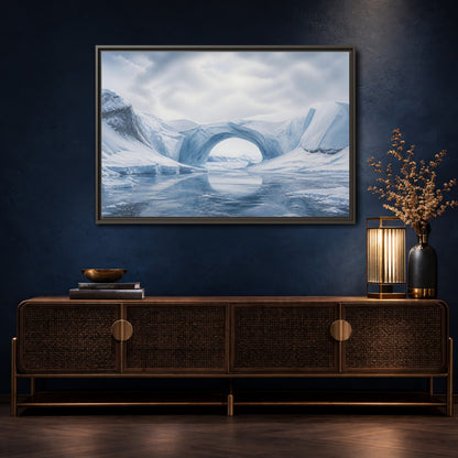 Mockup 4. Arctic Ice Arch Landscape shown as framed canvas print
