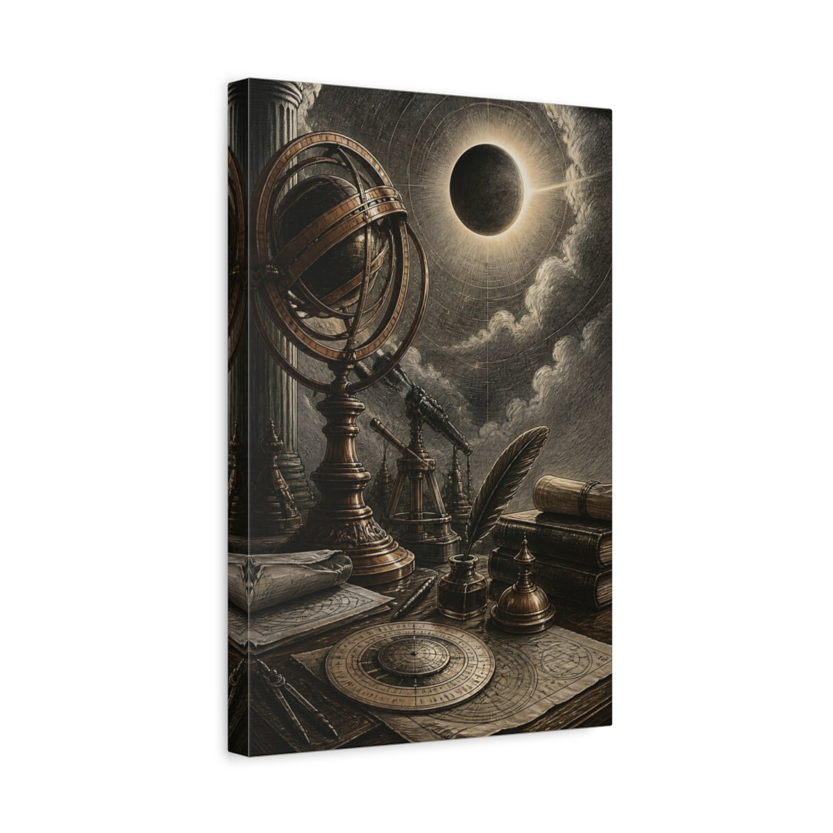 Side Mockup 4. Armillary Office Study shown as canvas print