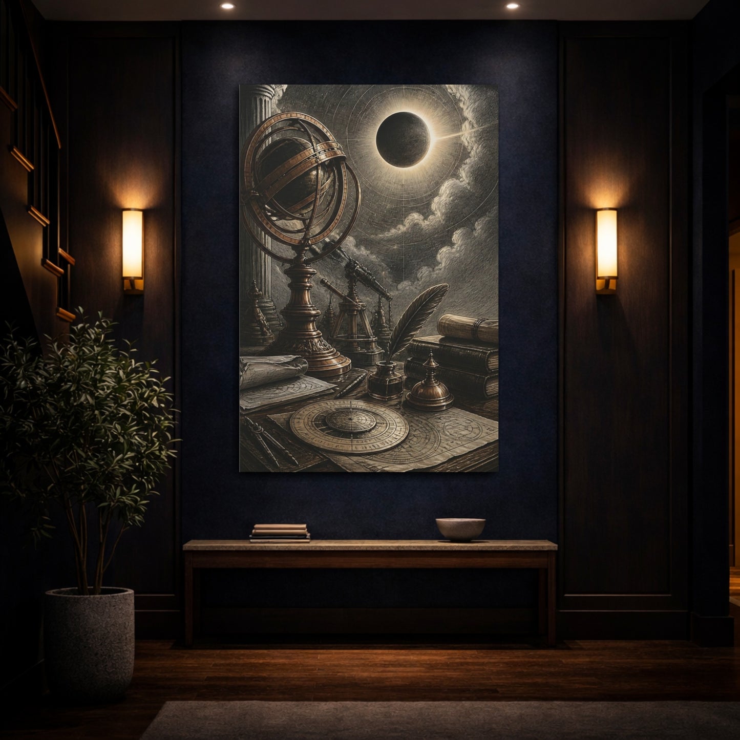 Mockup 4. Armillary Office Study shown as canvas print