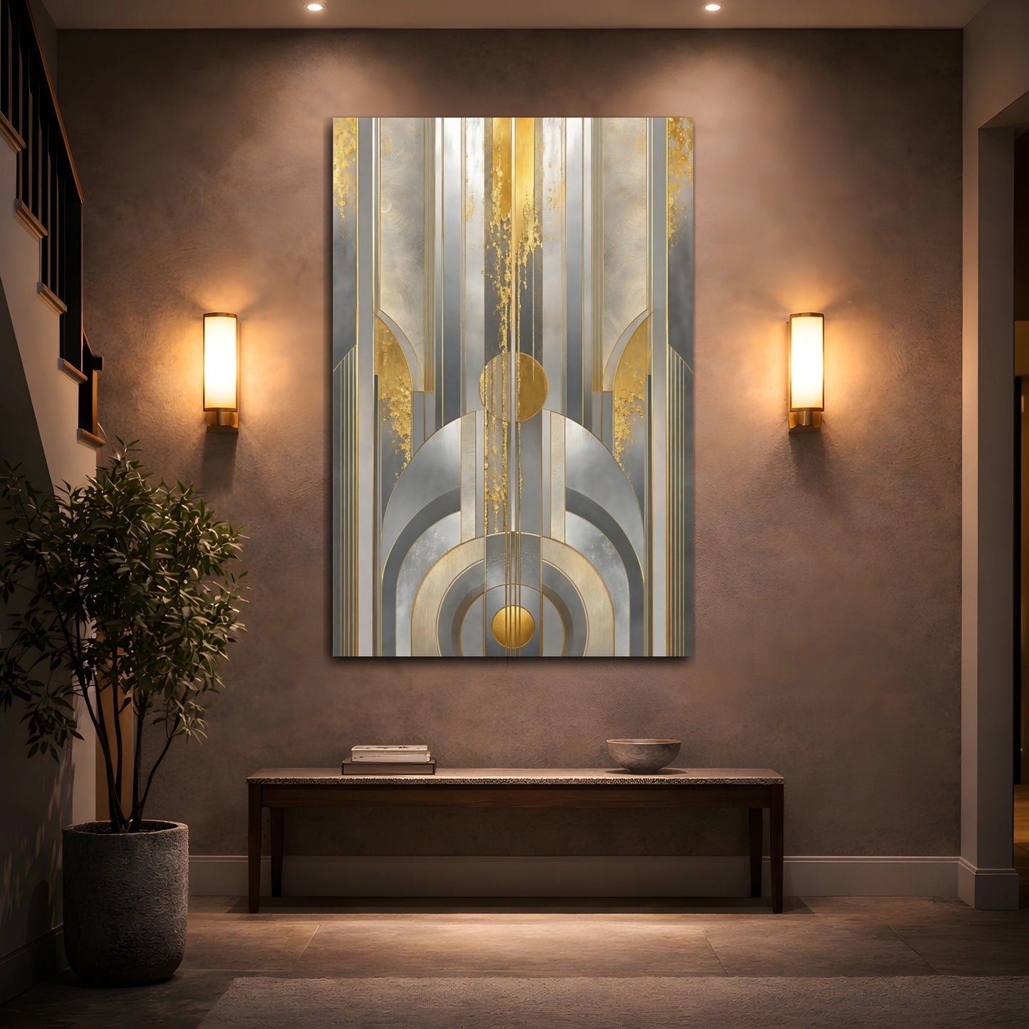 Mockup 2. Art Deco Gold Arches shown as canvas print
