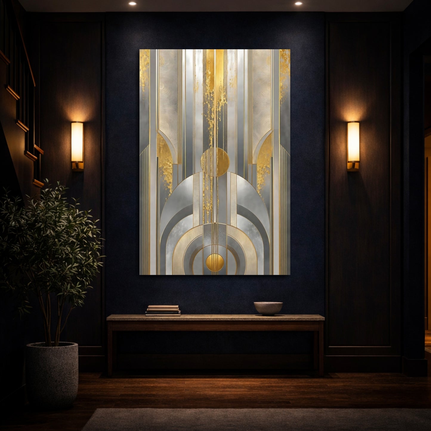 Mockup 4. Art Deco Gold Arches shown as canvas print