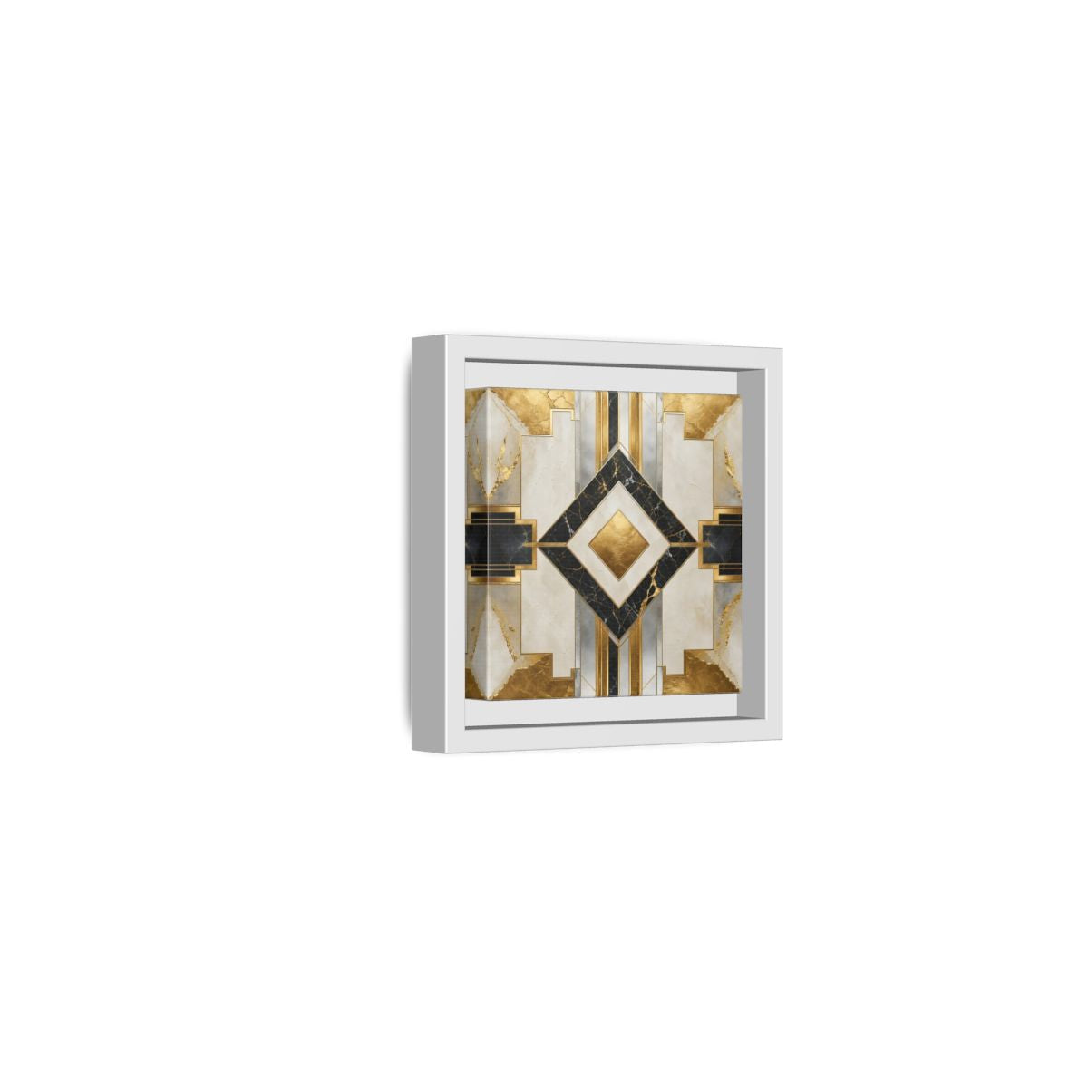 Side Mockup 22. Art Deco Gold Diamond shown as framed canvas print