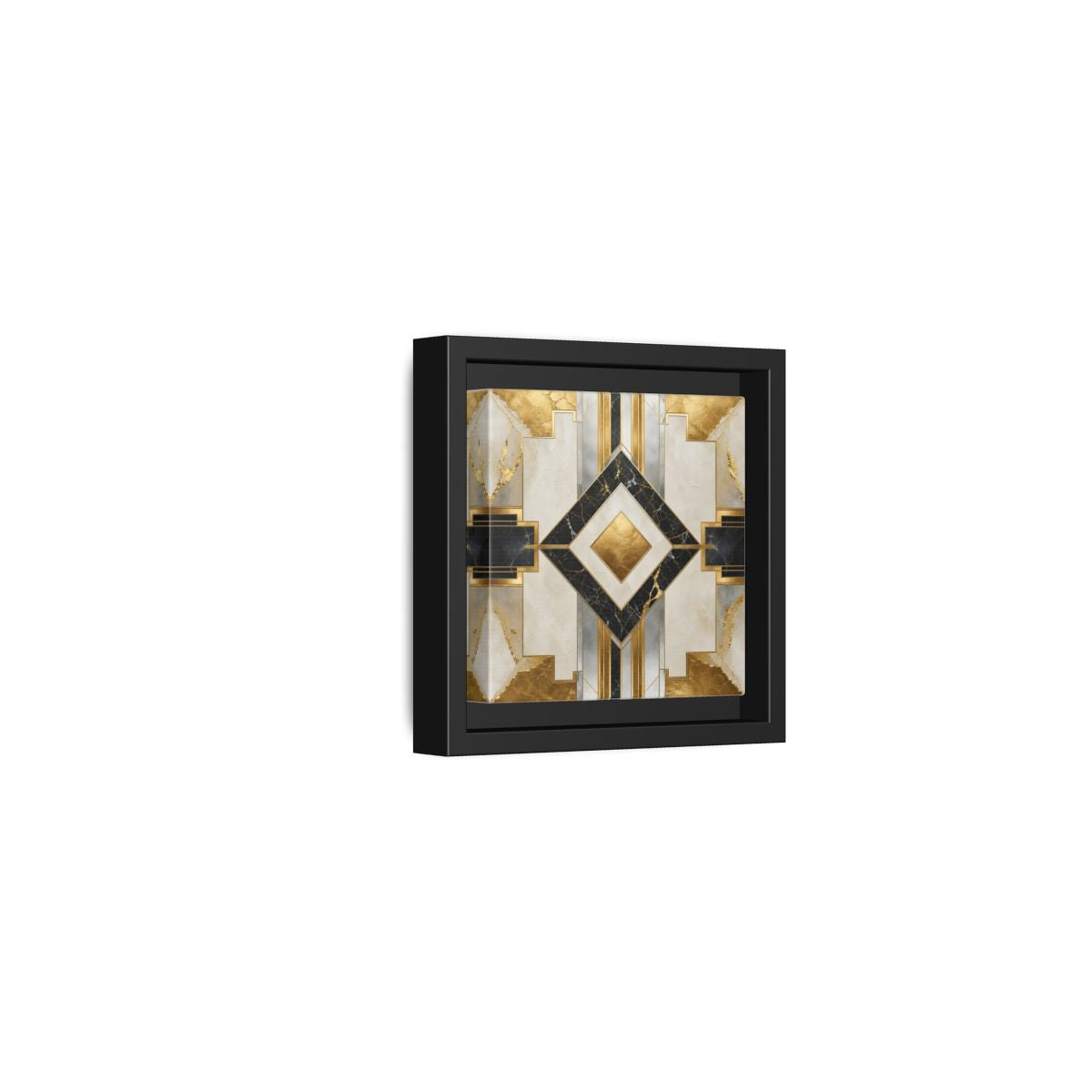 Side Mockup 24. Art Deco Gold Diamond shown as framed canvas print