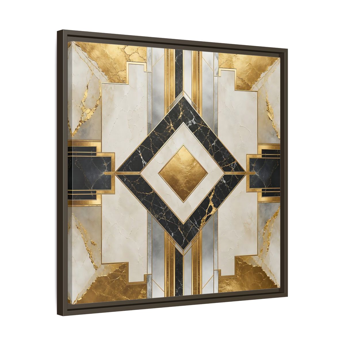 Side Mockup 27. Art Deco Gold Diamond shown as framed canvas print