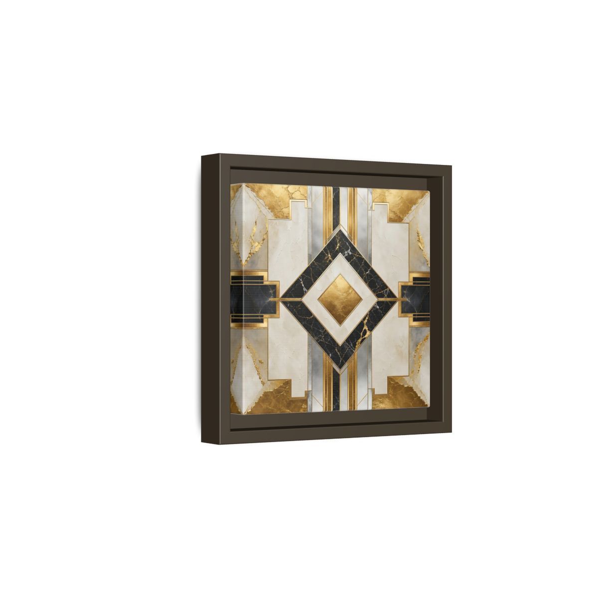 Side Mockup 2. Art Deco Gold Diamond shown as framed canvas print