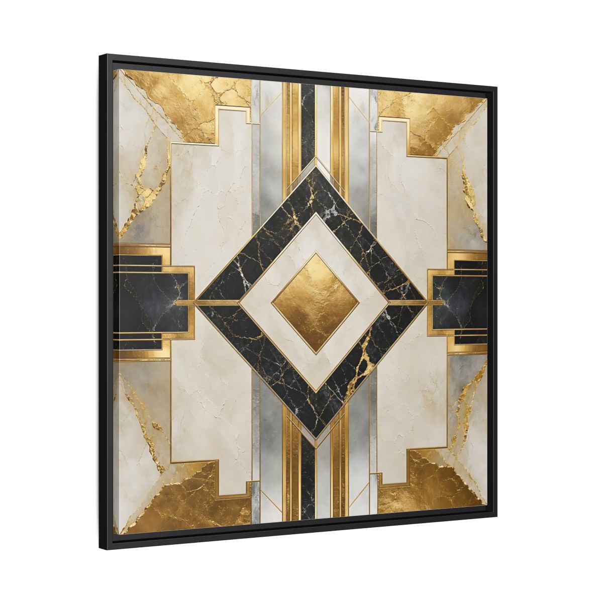 Side Mockup 30. Art Deco Gold Diamond shown as framed canvas print
