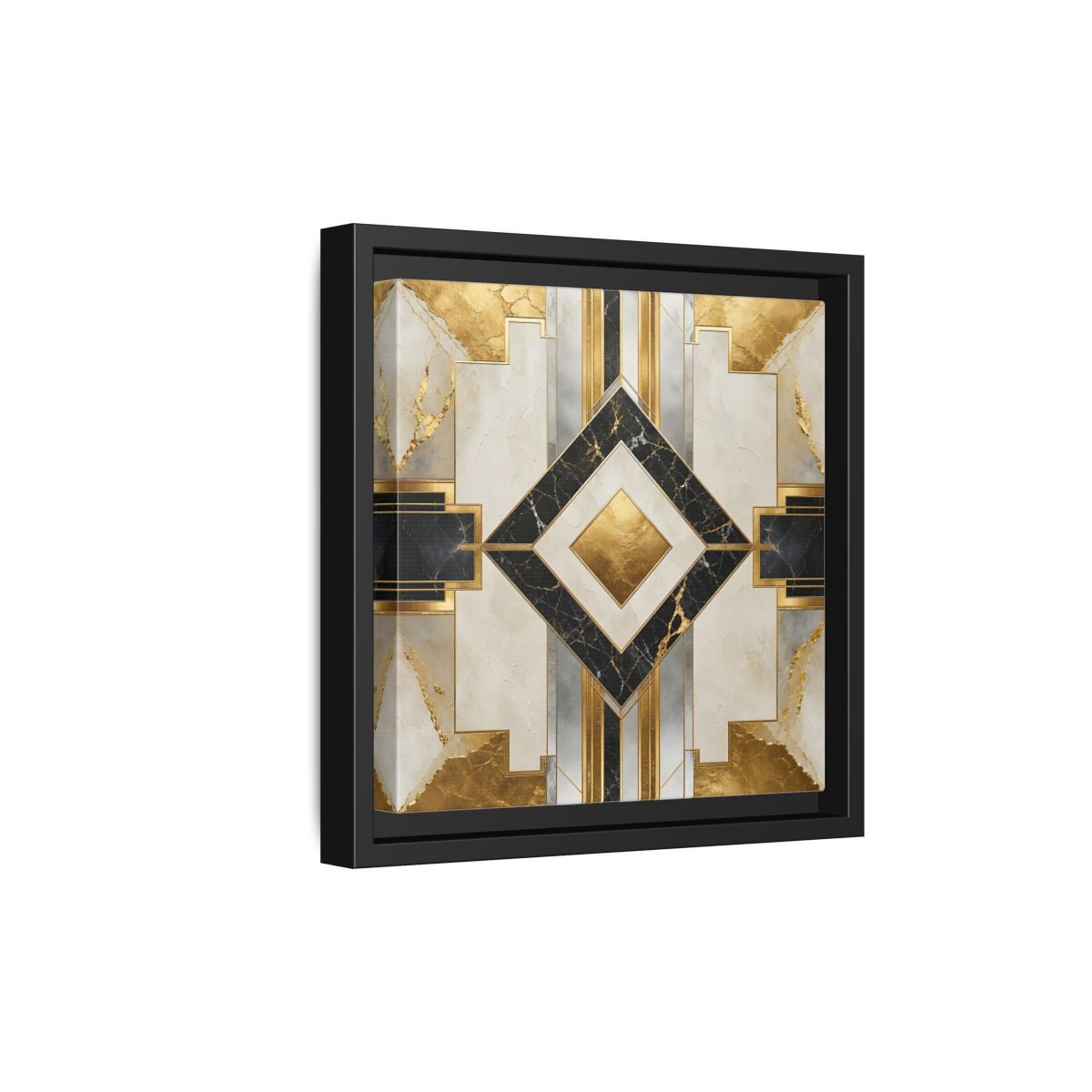 Side Mockup 21. Art Deco Gold Diamond shown as framed canvas print