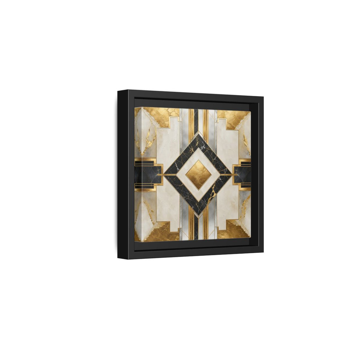 Side Mockup 3. Art Deco Gold Diamond shown as framed canvas print