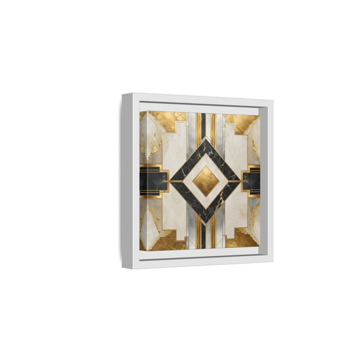 Side Mockup 1. Art Deco Gold Diamond shown as framed canvas print