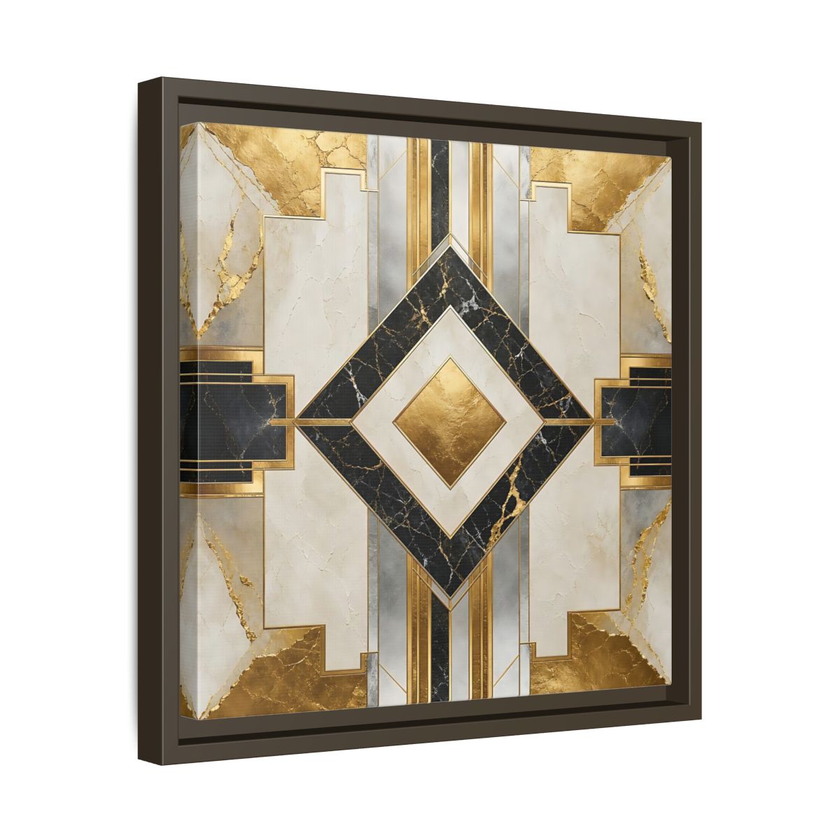 Side Mockup 29. Art Deco Gold Diamond shown as framed canvas print