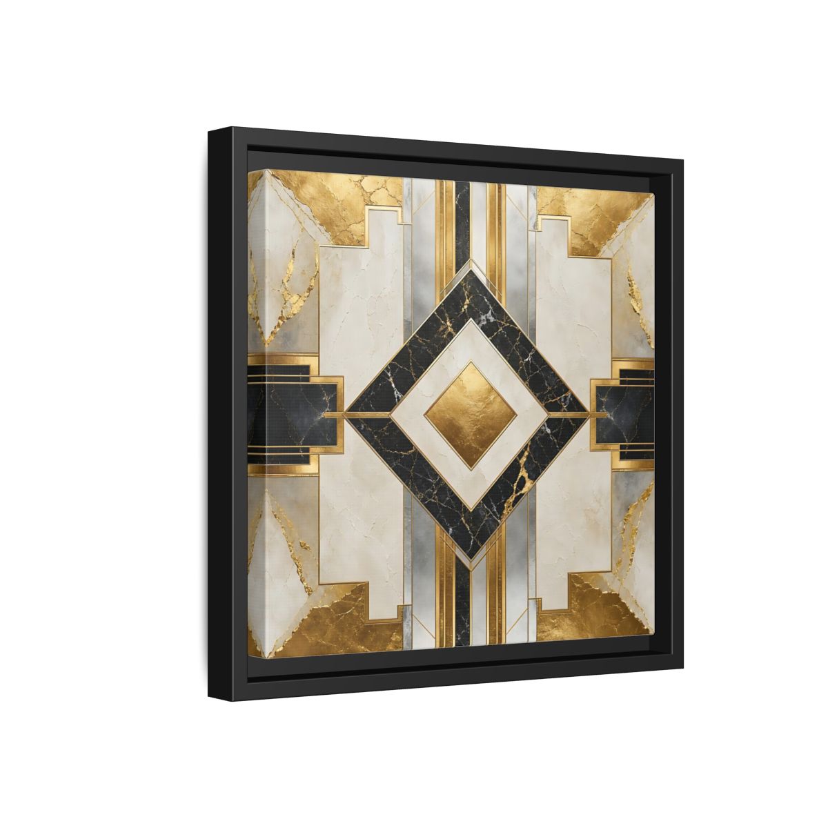 Side Mockup 18. Art Deco Gold Diamond shown as framed canvas print