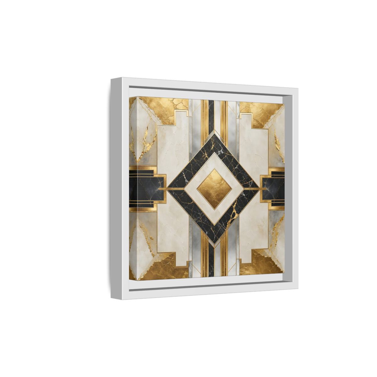 Side Mockup 19. Art Deco Gold Diamond shown as framed canvas print