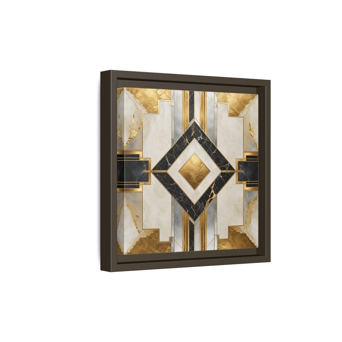Side Mockup 20. Art Deco Gold Diamond shown as framed canvas print