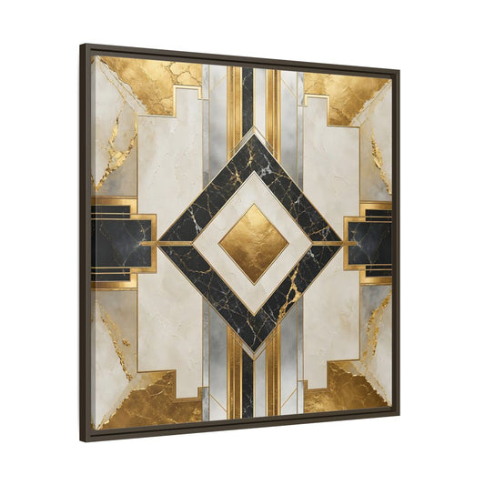 Main Mockup. Art Deco Gold Diamond shown as framed canvas print