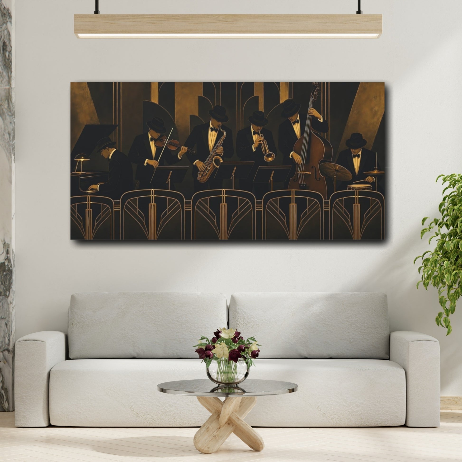 Mockup 2. Art Deco Jazz Ensemble shown as canvas print