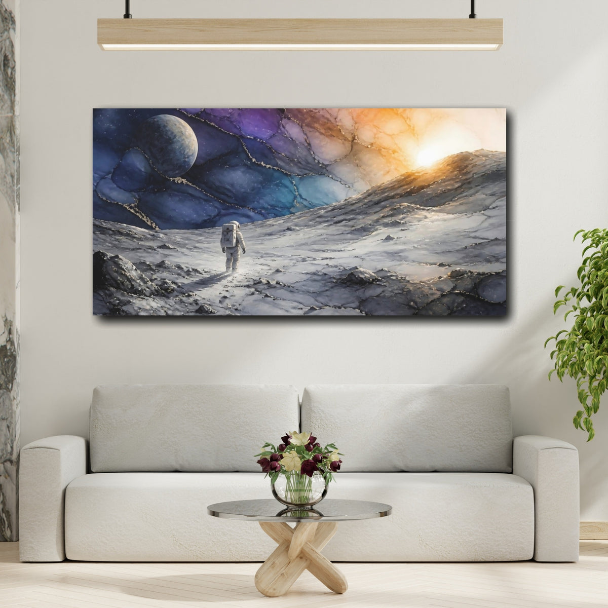 Mockup 2. Astronaut On Sunlit Ridge shown as canvas print