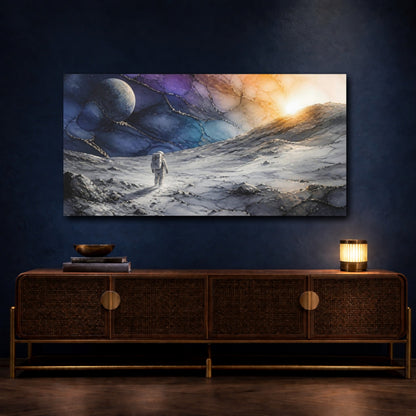 Mockup 4. Astronaut On Sunlit Ridge shown as canvas print