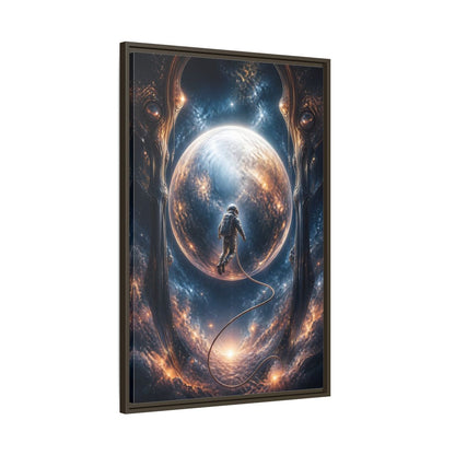 Main Mockup. Astronaut Over Luminous Planet shown as framed canvas print