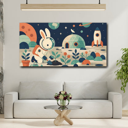 Mockup 2. Astronaut Rabbit Kids Room shown as canvas print