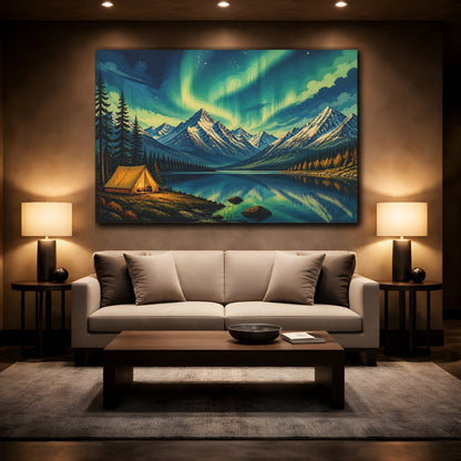 Mockup 2. Aurora Landscape Camp shown as canvas print