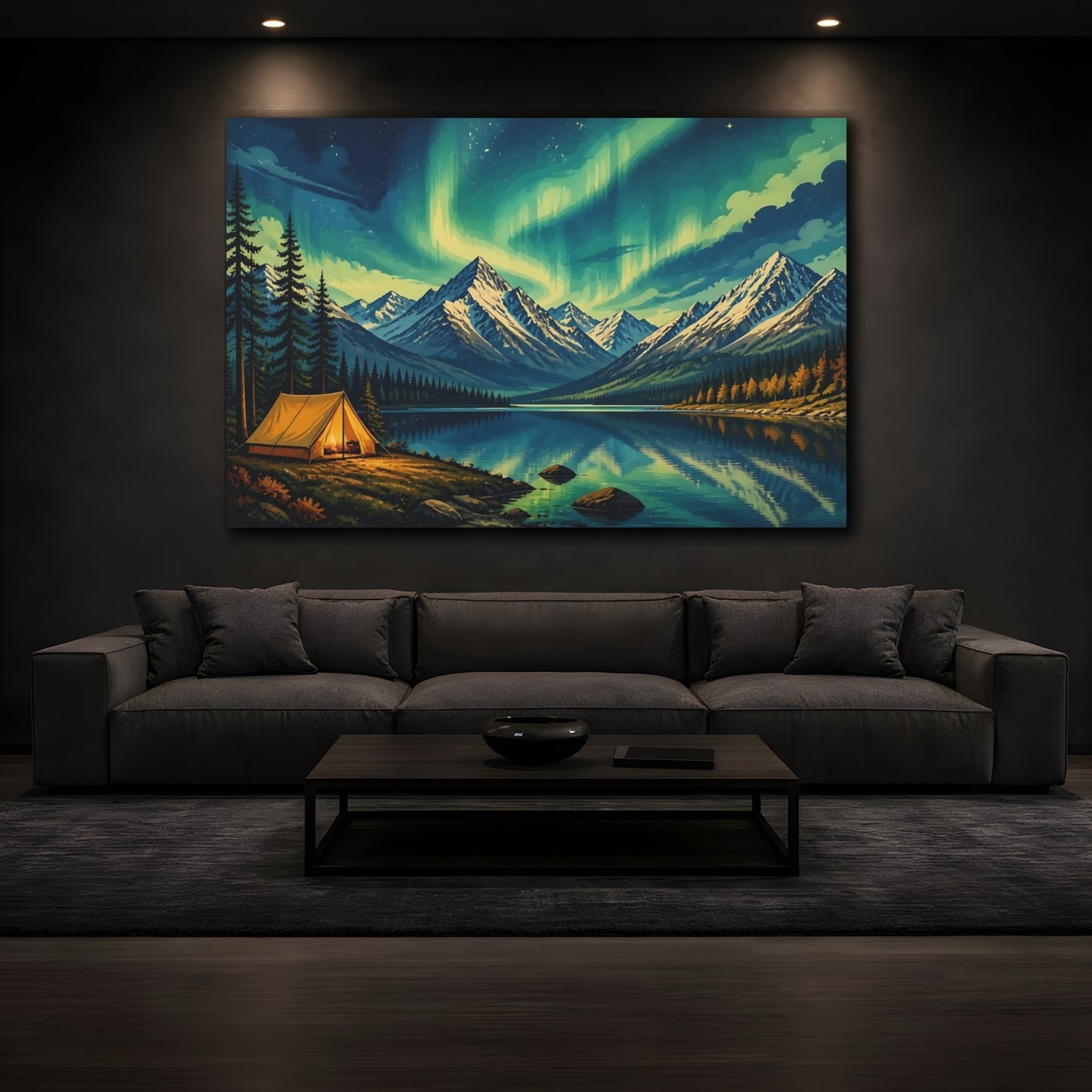 Mockup 3. Aurora Landscape Camp shown as canvas print