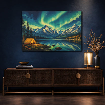 Mockup 4. Aurora Landscape Camp shown as canvas print