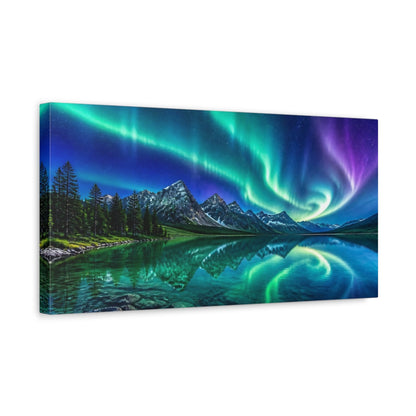 Side Mockup 3. Aurora Over Alpine Lake shown as canvas print