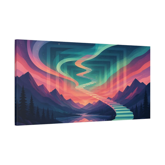 Main Mockup. Aurora Stairway To Sky shown as canvas print