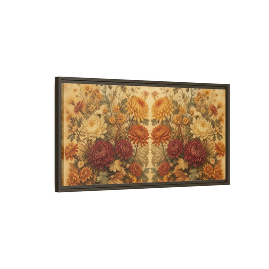Main Mockup. Autumn Chrysanthemum Bouquet shown as framed canvas print