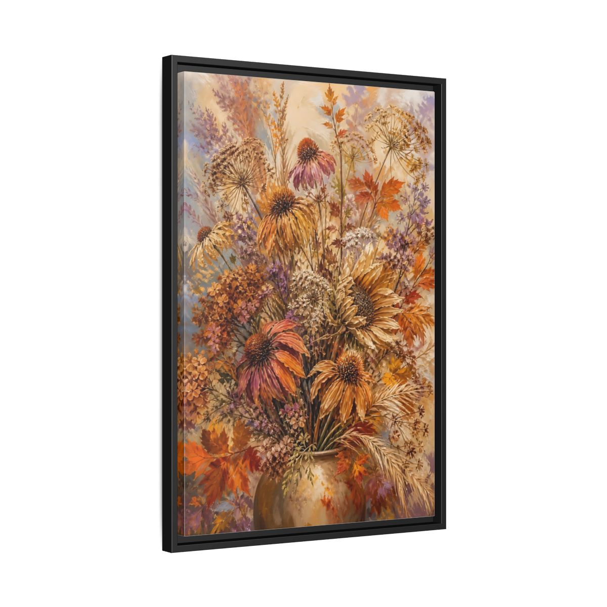 Side Mockup 14. Autumn Dried Flower Bouquet shown as framed canvas print