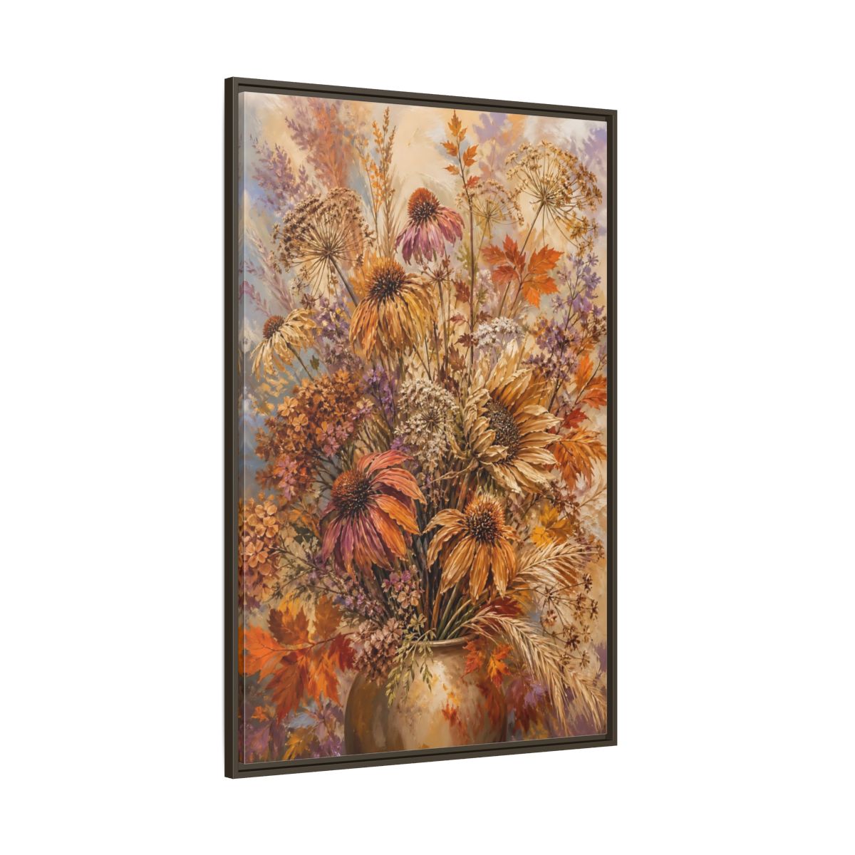 Side Mockup 8. Autumn Dried Flower Bouquet shown as framed canvas print