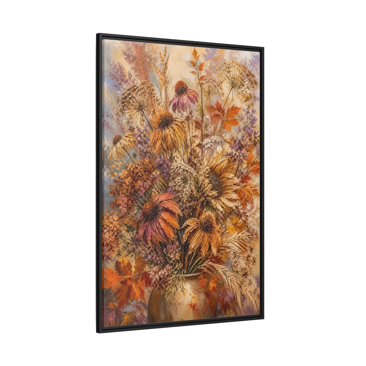 Side Mockup 12. Autumn Dried Flower Bouquet shown as framed canvas print