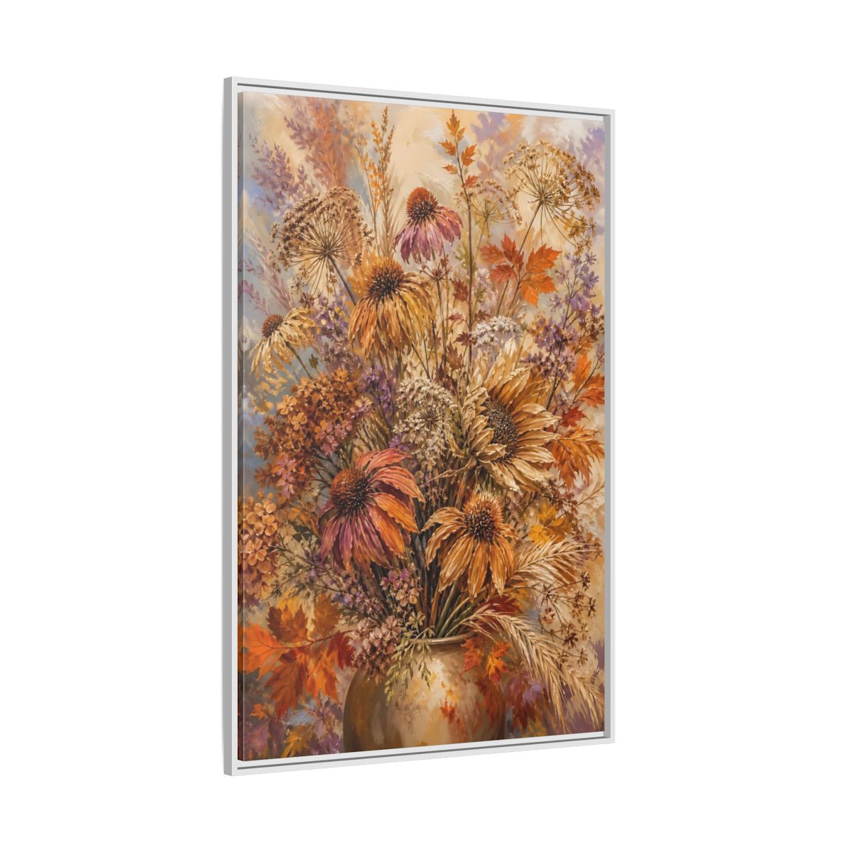 Side Mockup 7. Autumn Dried Flower Bouquet shown as framed canvas print