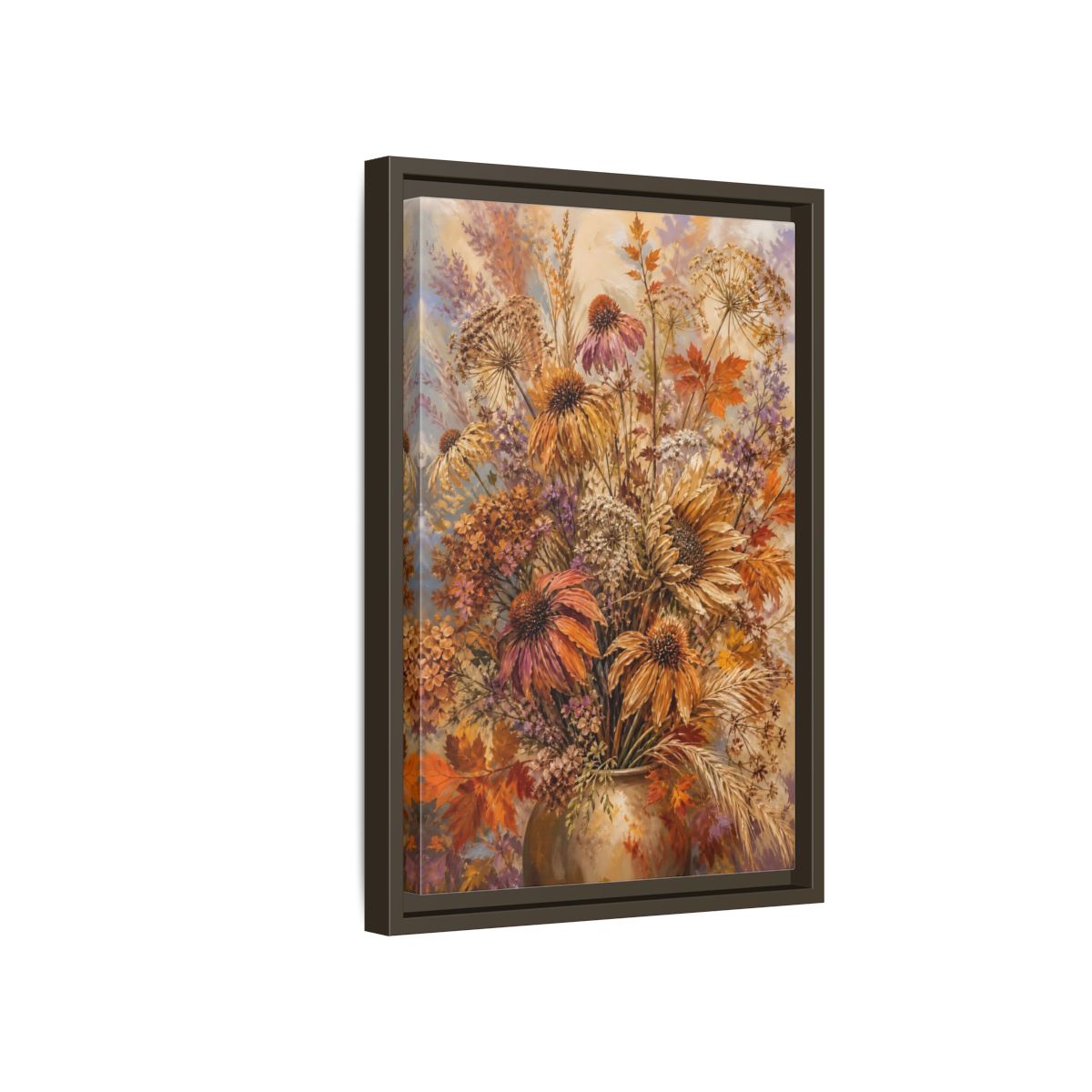 Side Mockup 5. Autumn Dried Flower Bouquet shown as framed canvas print