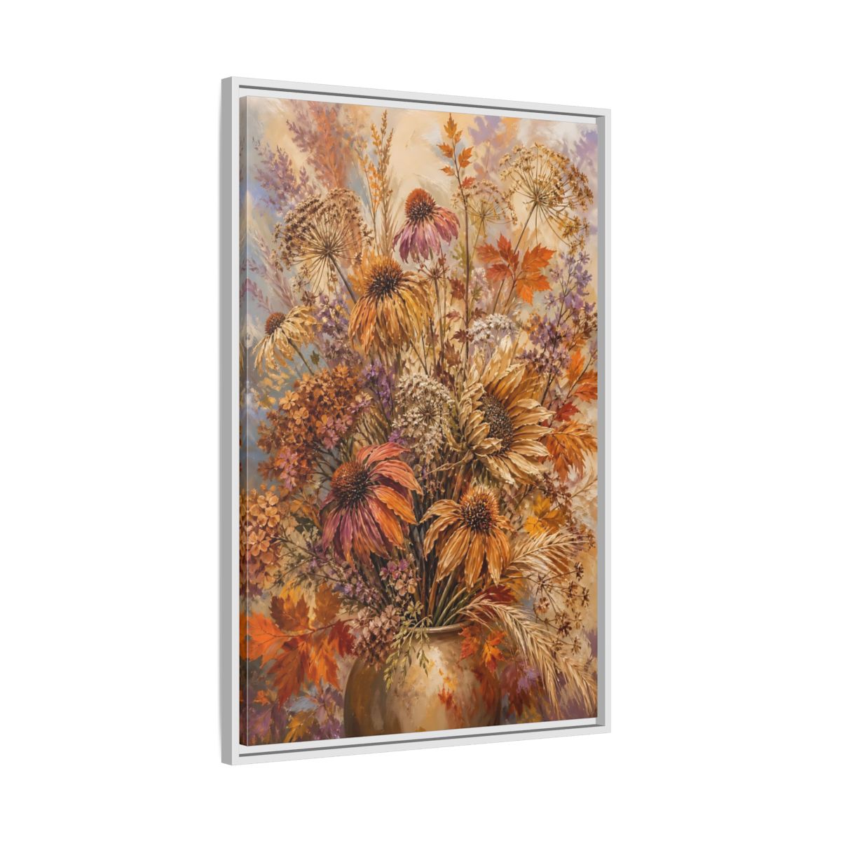 Side Mockup 9. Autumn Dried Flower Bouquet shown as framed canvas print