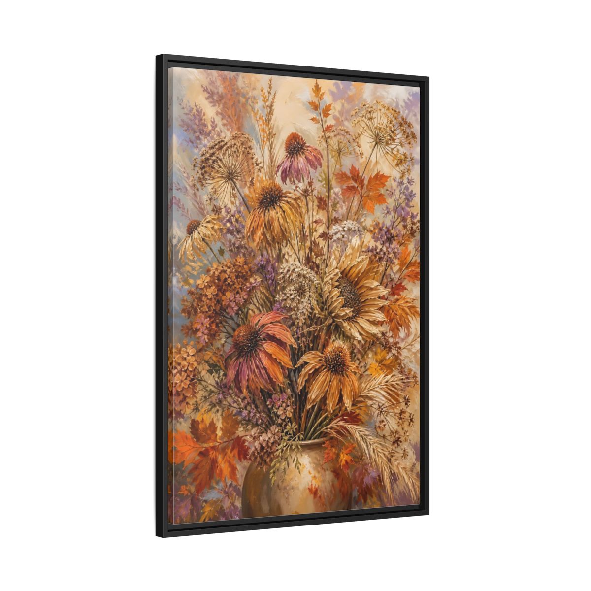 Side Mockup 13. Autumn Dried Flower Bouquet shown as framed canvas print