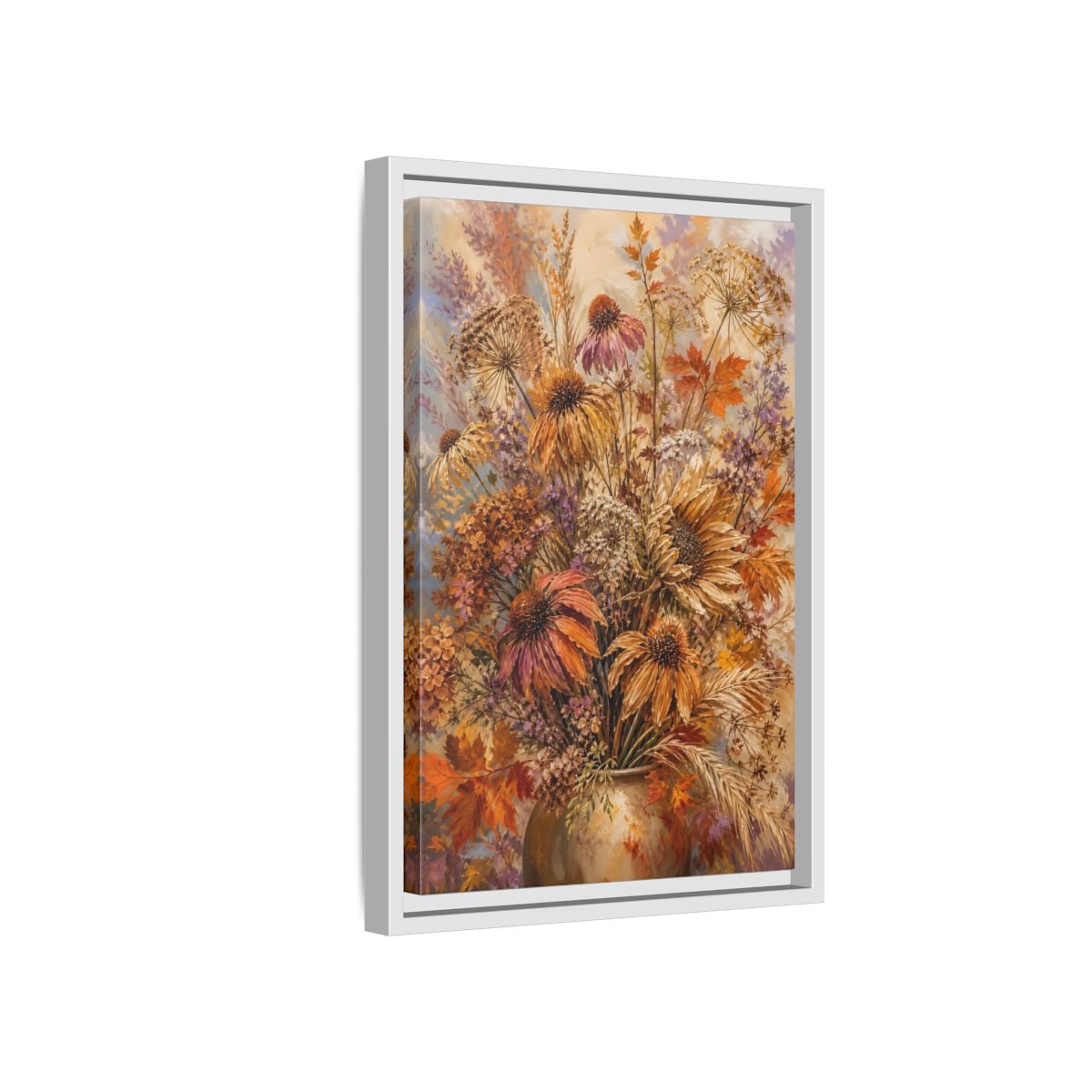 Side Mockup 4. Autumn Dried Flower Bouquet shown as framed canvas print