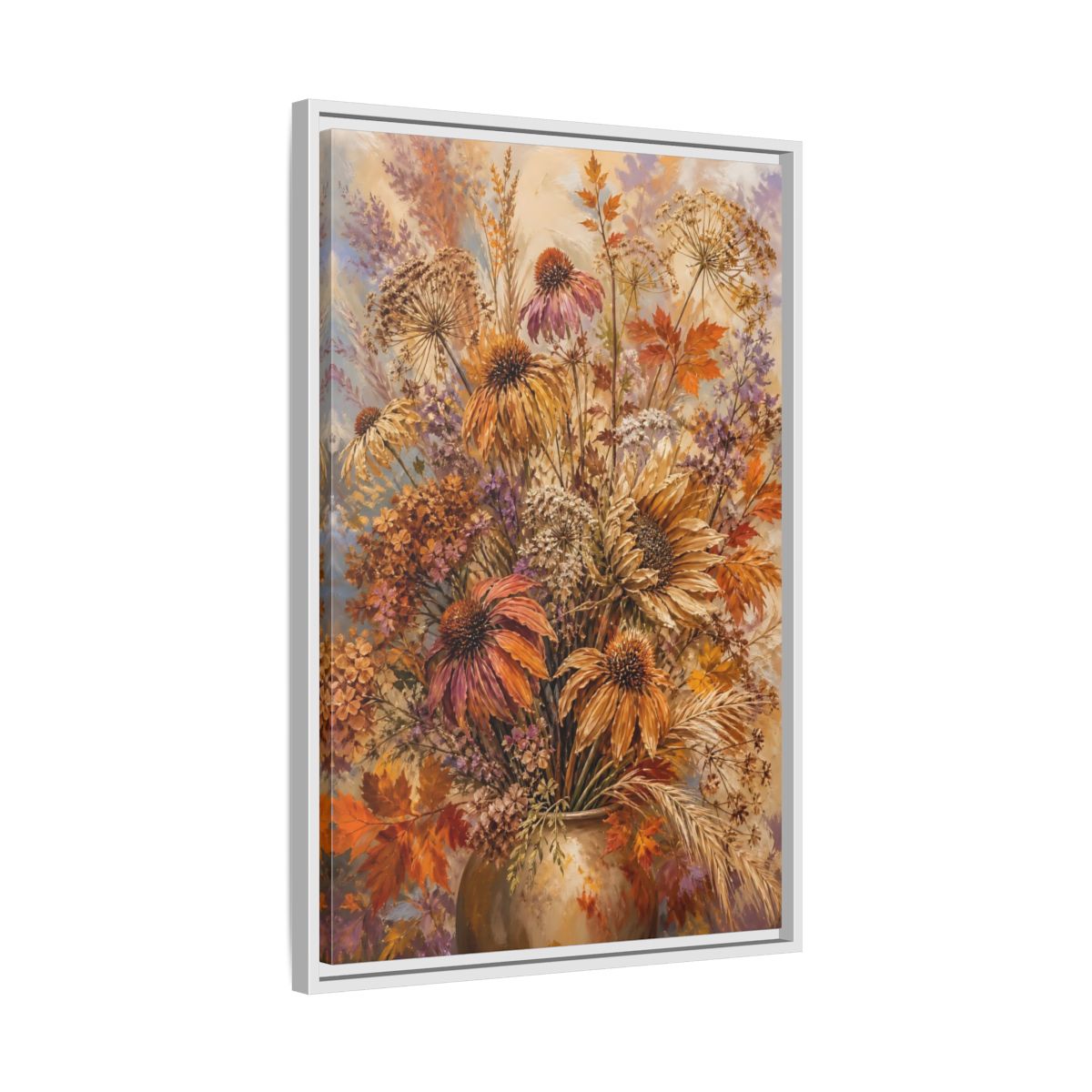 Side Mockup 10. Autumn Dried Flower Bouquet shown as framed canvas print