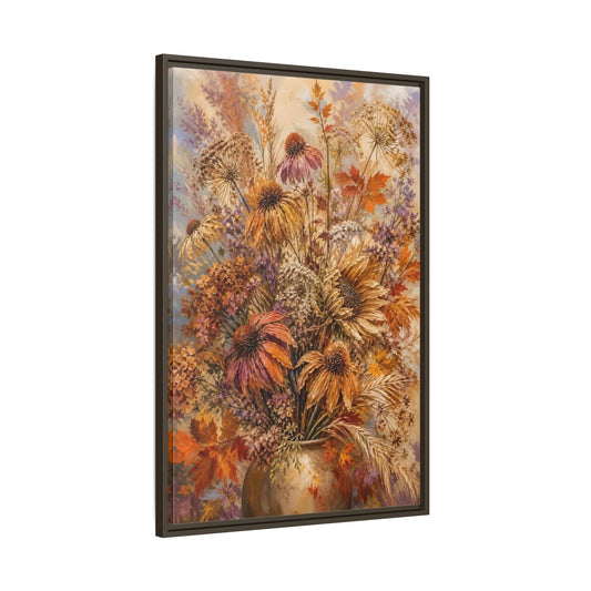 Main Mockup. Autumn Dried Flower Bouquet shown as framed canvas print