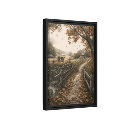 Side Mockup 6. Autumn Farm Path shown as framed canvas print