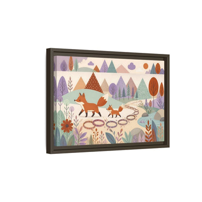 Side Mockup 5. Autumn Fox Walk shown as framed canvas print