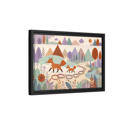 Side Mockup 6. Autumn Fox Walk shown as framed canvas print