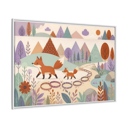 Side Mockup 7. Autumn Fox Walk shown as framed canvas print