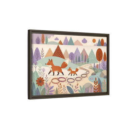 Side Mockup 2. Autumn Fox Walk shown as framed canvas print