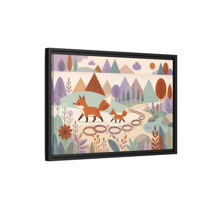 Side Mockup 3. Autumn Fox Walk shown as framed canvas print