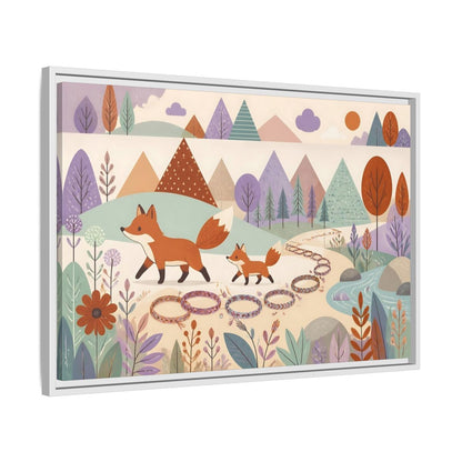 Side Mockup 10. Autumn Fox Walk shown as framed canvas print
