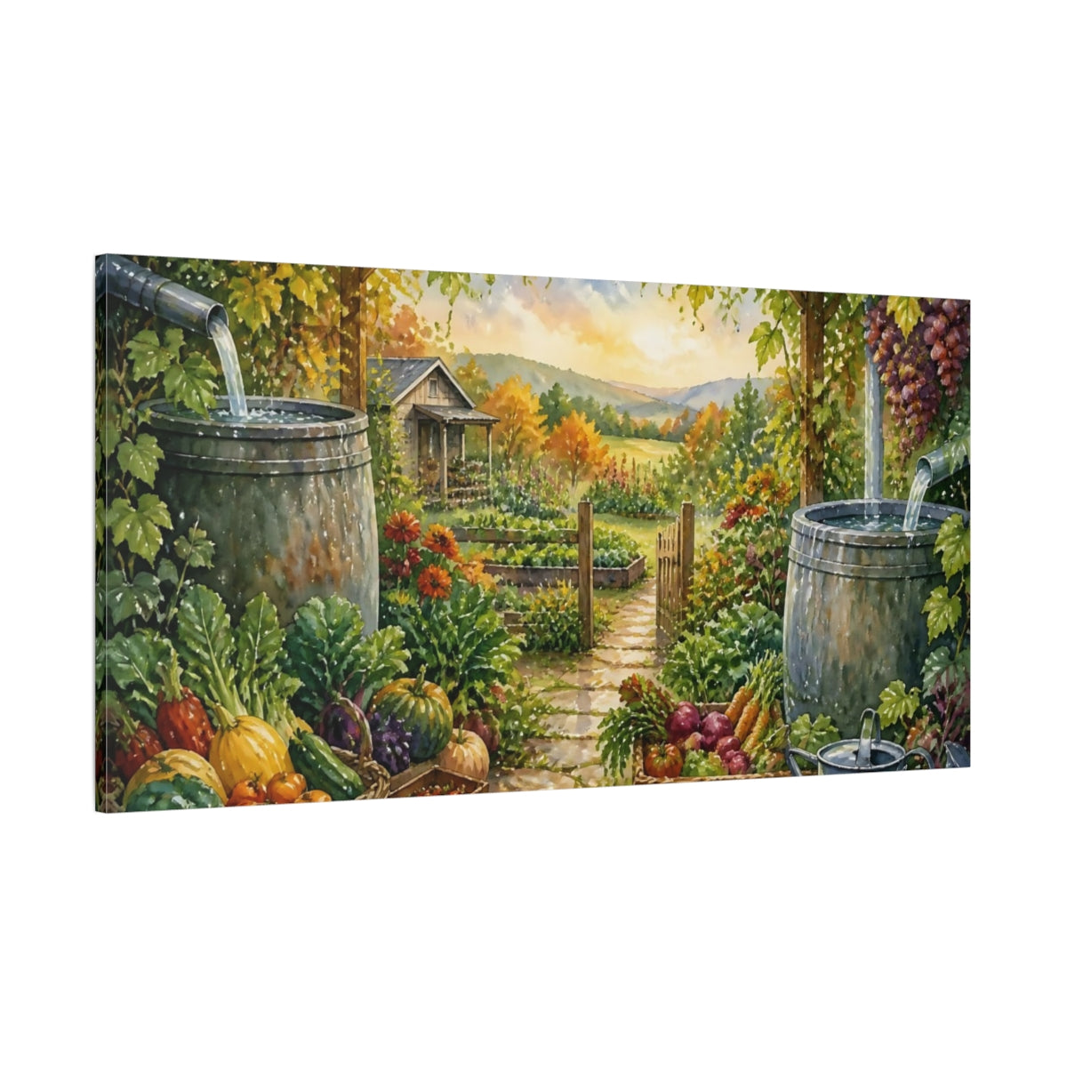 Side Mockup 2. Autumn Homestead Harvest shown as canvas print